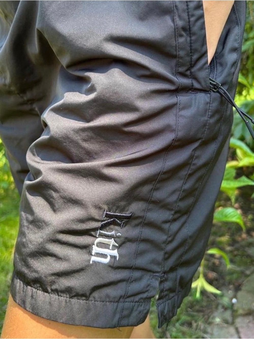 Kith Black Athletic Shorts with White Logo Embroidery